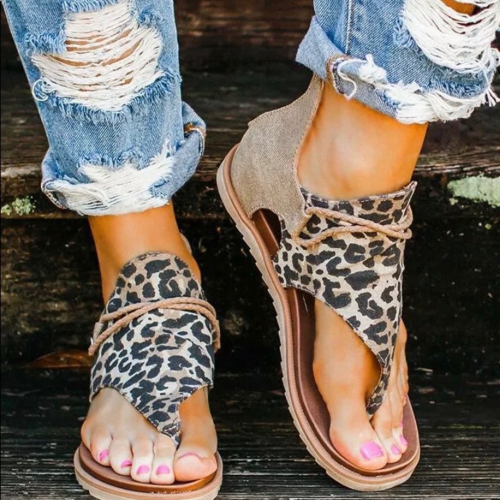 Brand New Leopard sandals size 8.